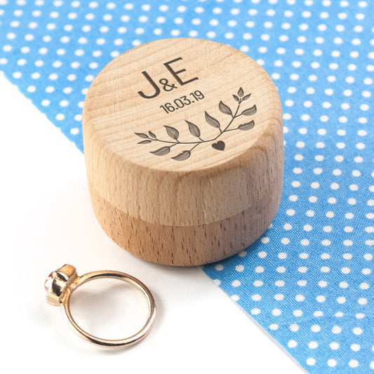 Special Date Personalised Wooden Ring Box  Wedding Ring Boxes Deeply Engraved