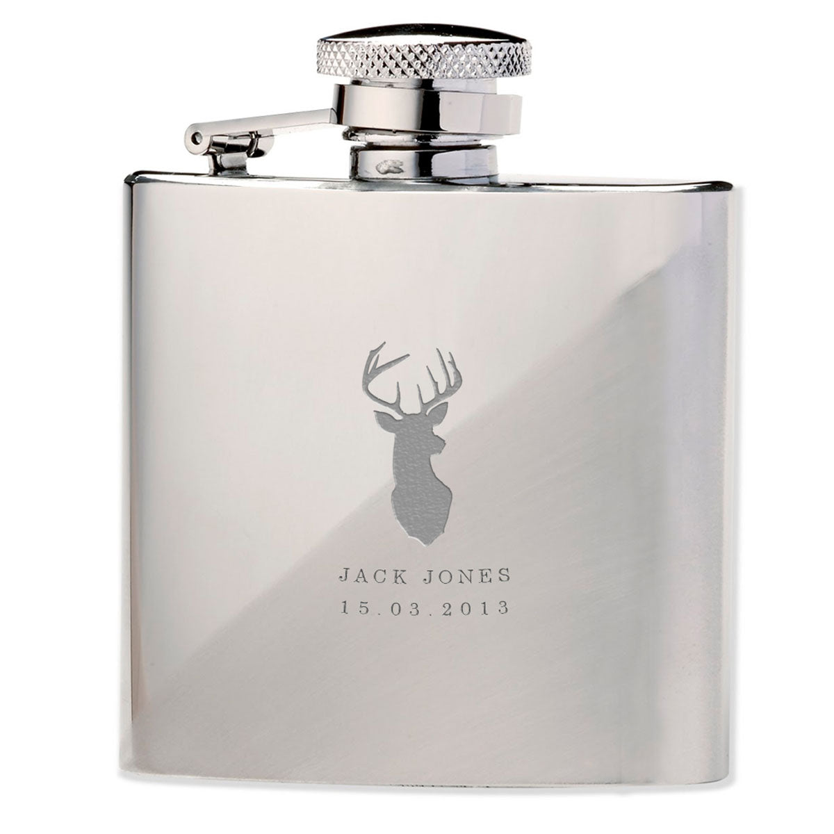 Stag 6oz Hip Flask Engraved
