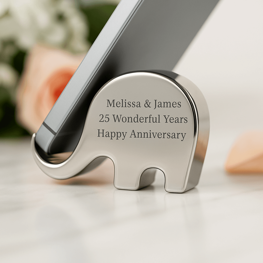 Stainless Steel Elephant Phone Holder  Phone Stands Deeply Engraved