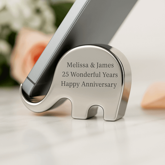 Stainless Steel Elephant Phone Holder  Phone Stands Deeply Engraved