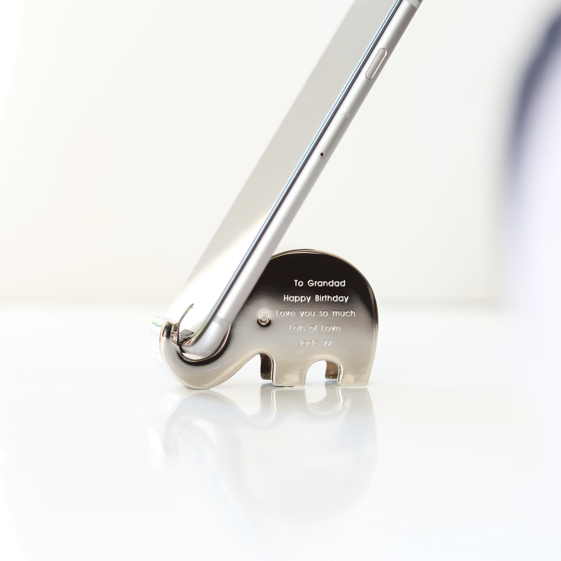 Stainless Steel Elephant Phone Holder  Phone Stands Deeply Engraved