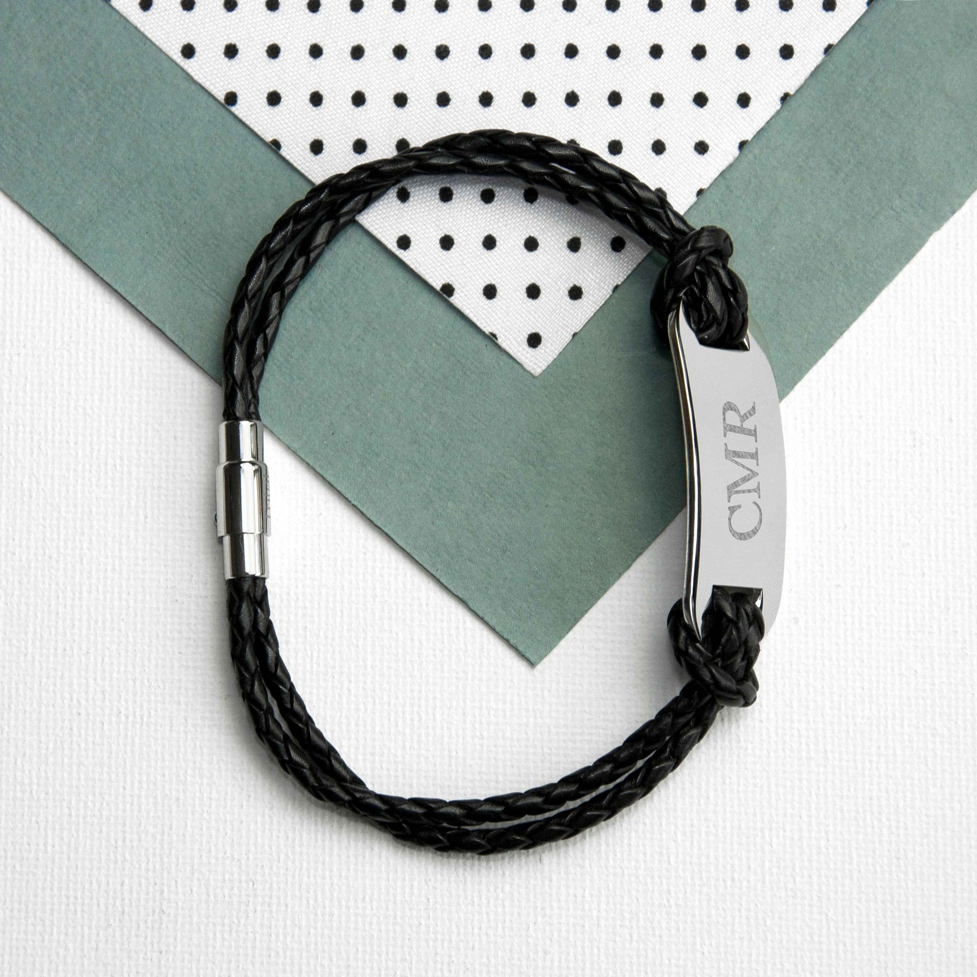Stellan – Engraved Statement Leather Bracelet  Men's Bracelets Deeply Engraved