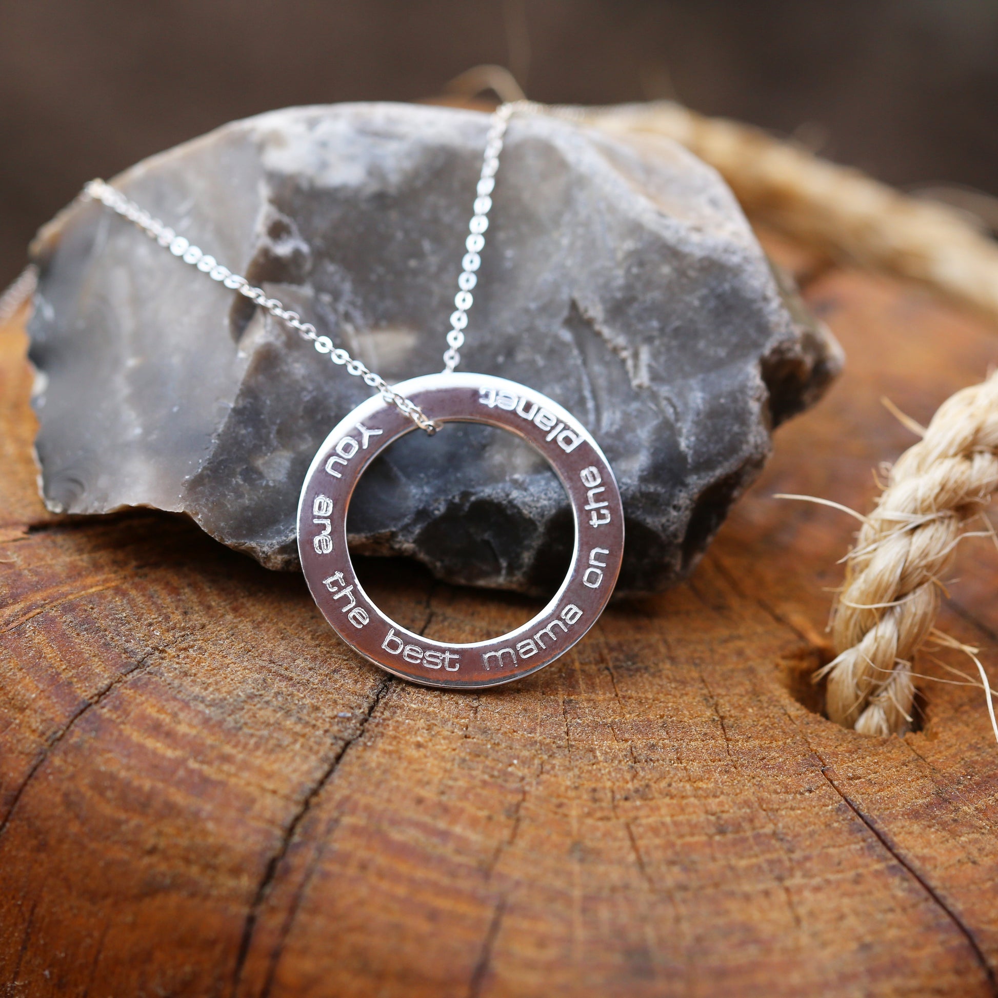 Sterling Silver Personalized Halo Necklace  Necklaces Deeply Engraved
