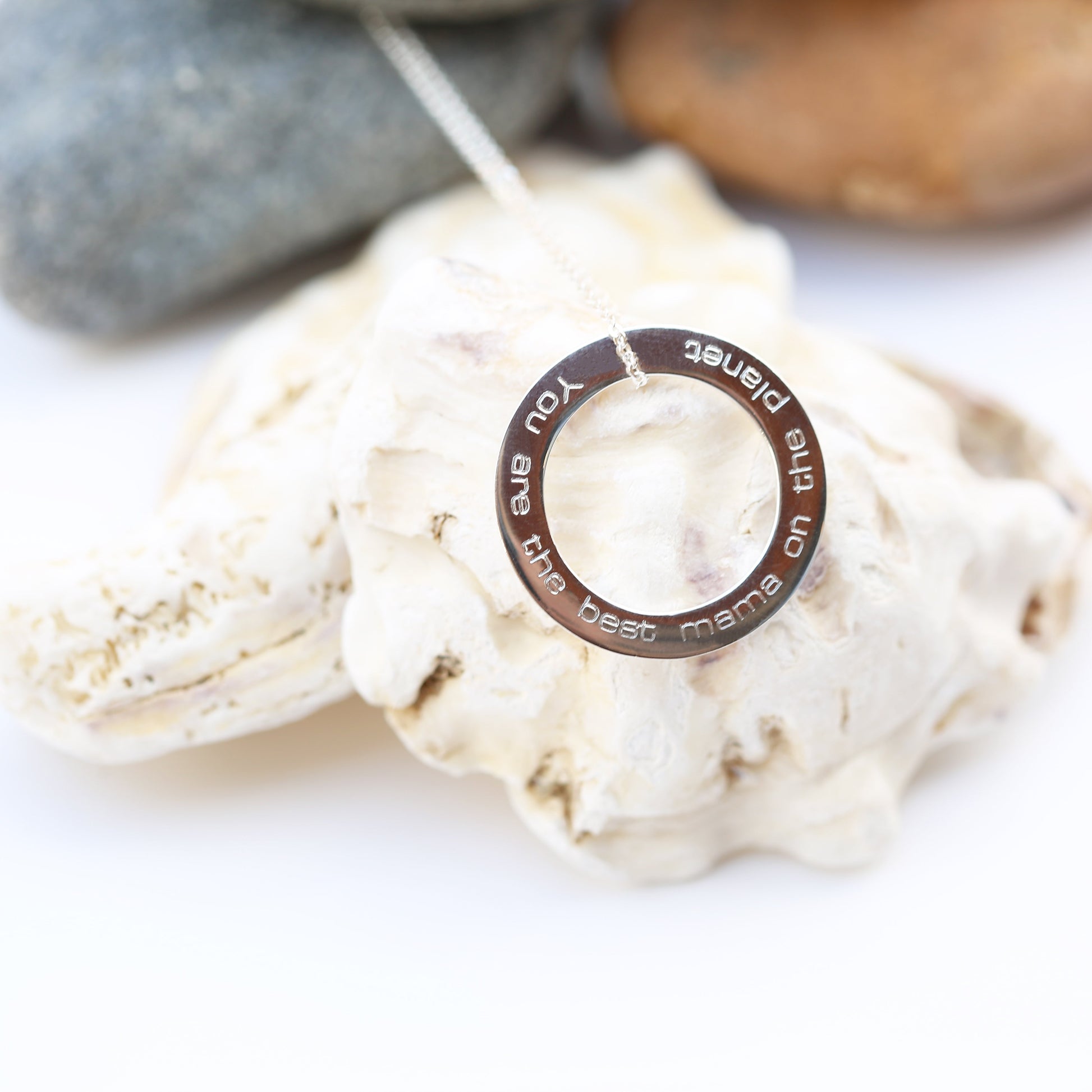 Sterling Silver Personalized Halo Necklace  Necklaces Deeply Engraved