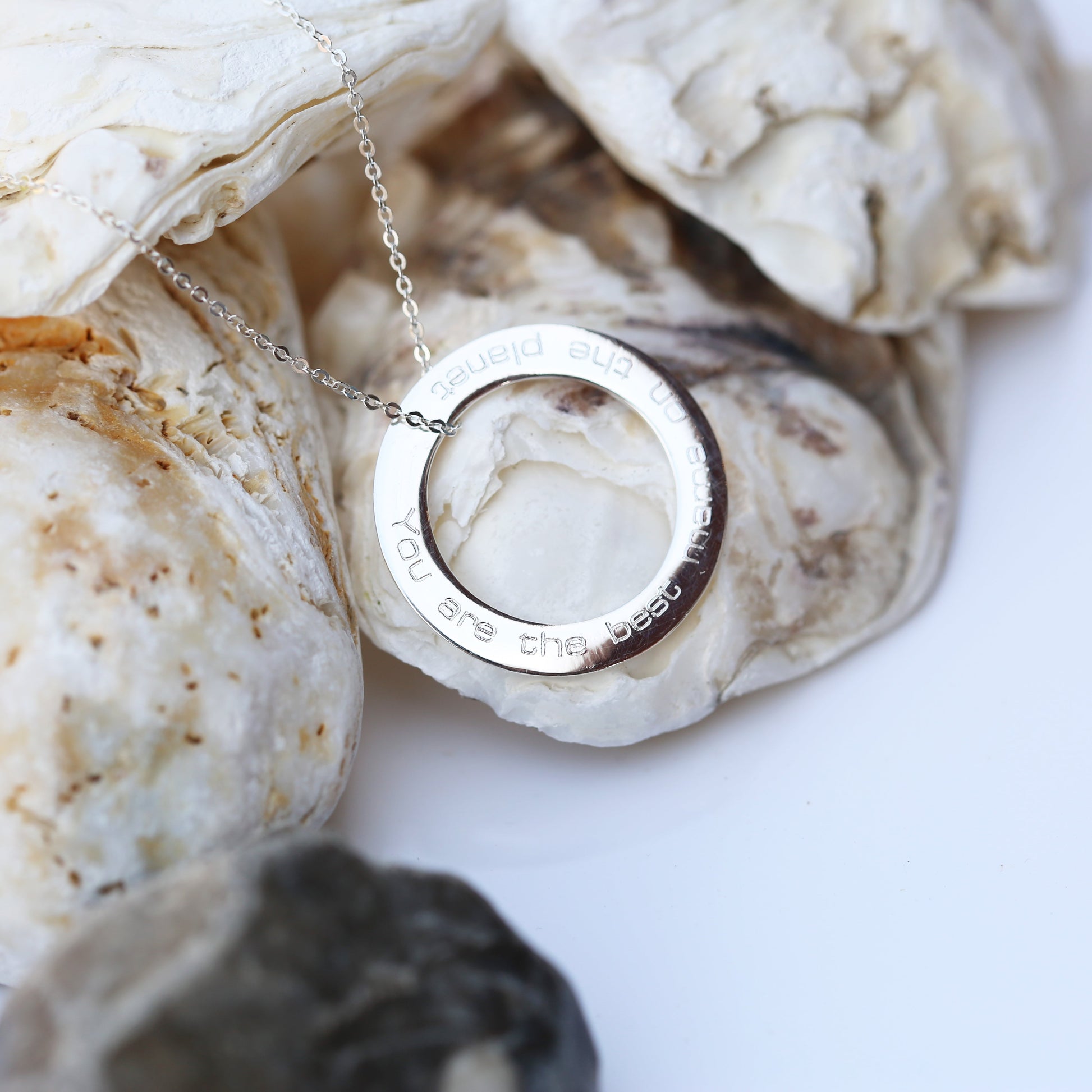 Sterling Silver Personalized Halo Necklace  Necklaces Deeply Engraved