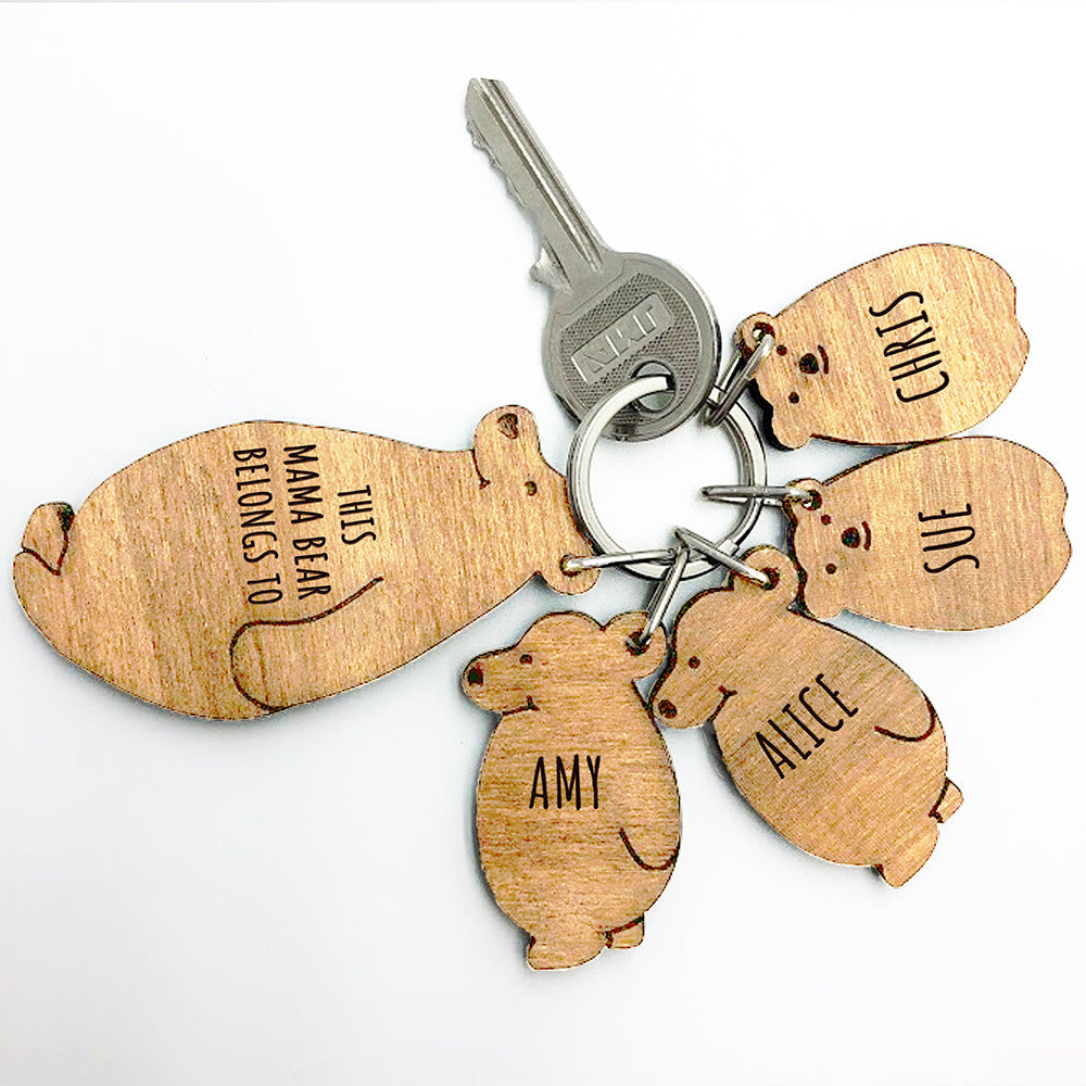 Personalized Papa Bear & Kids Keyring Set - Lovesakes