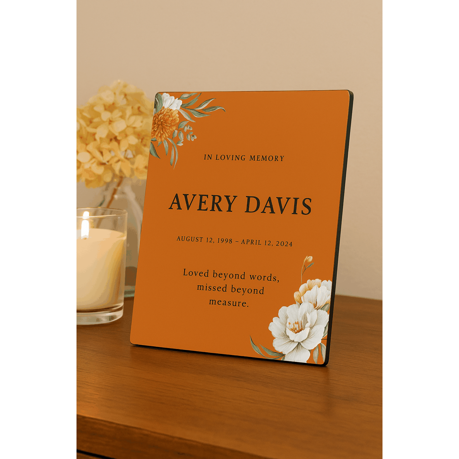 Terracota Floral Memorial Plaque  Memorial Plaques Deeply Engraved