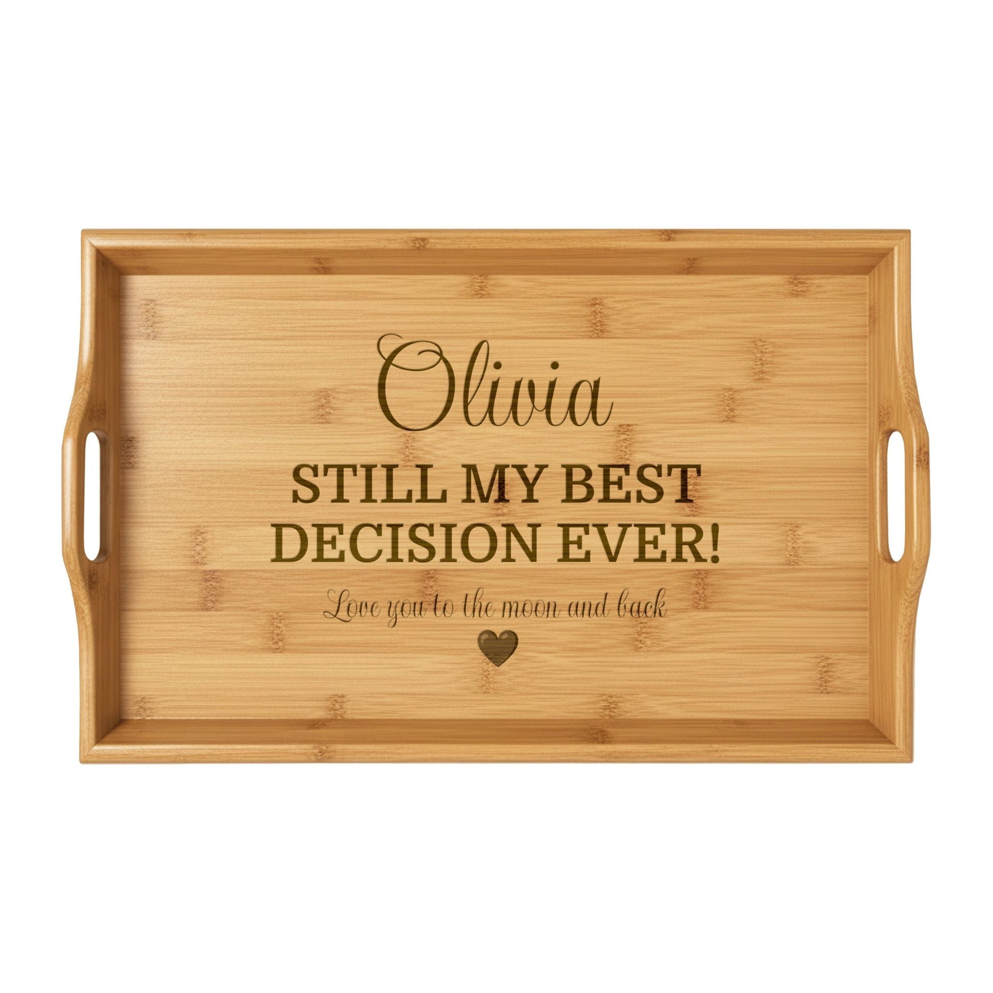 The "Best Decision" Personalized Bamboo Tray  Serving Trays Deeply Engraved