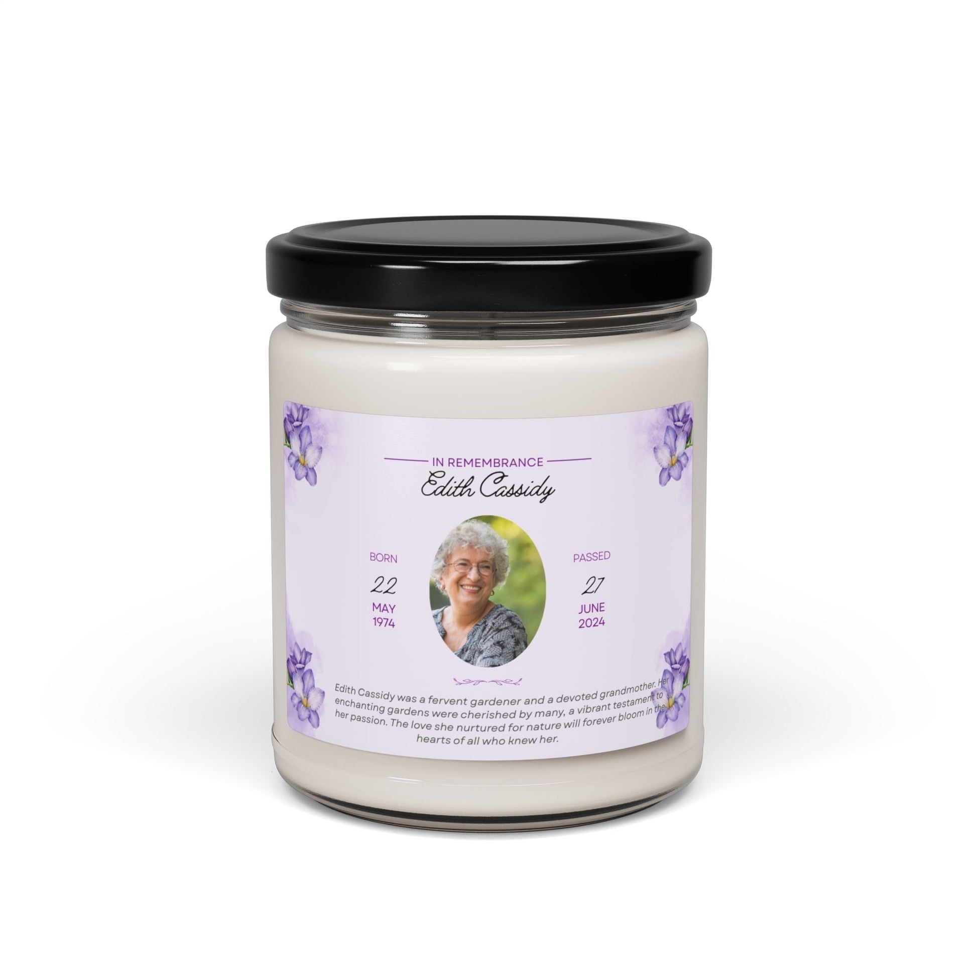 The Blooming Light: Personalized Memorial Candle  Scented Candles Deeply Engraved