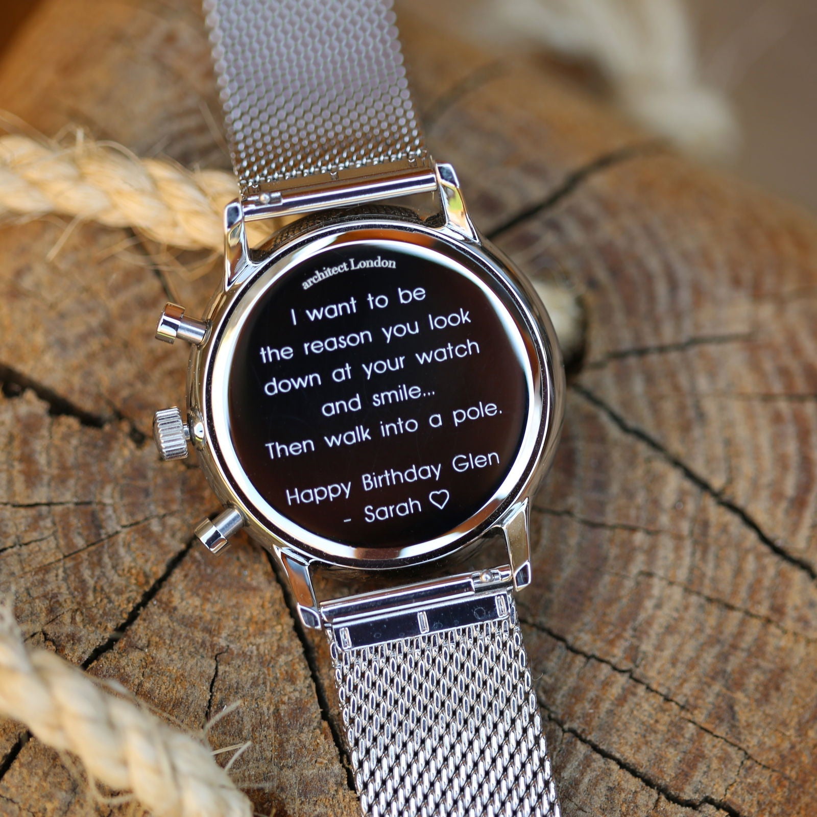 The Emerald Signature | Personalized Mesh Chronograph  Men's Watches Deeply Engraved