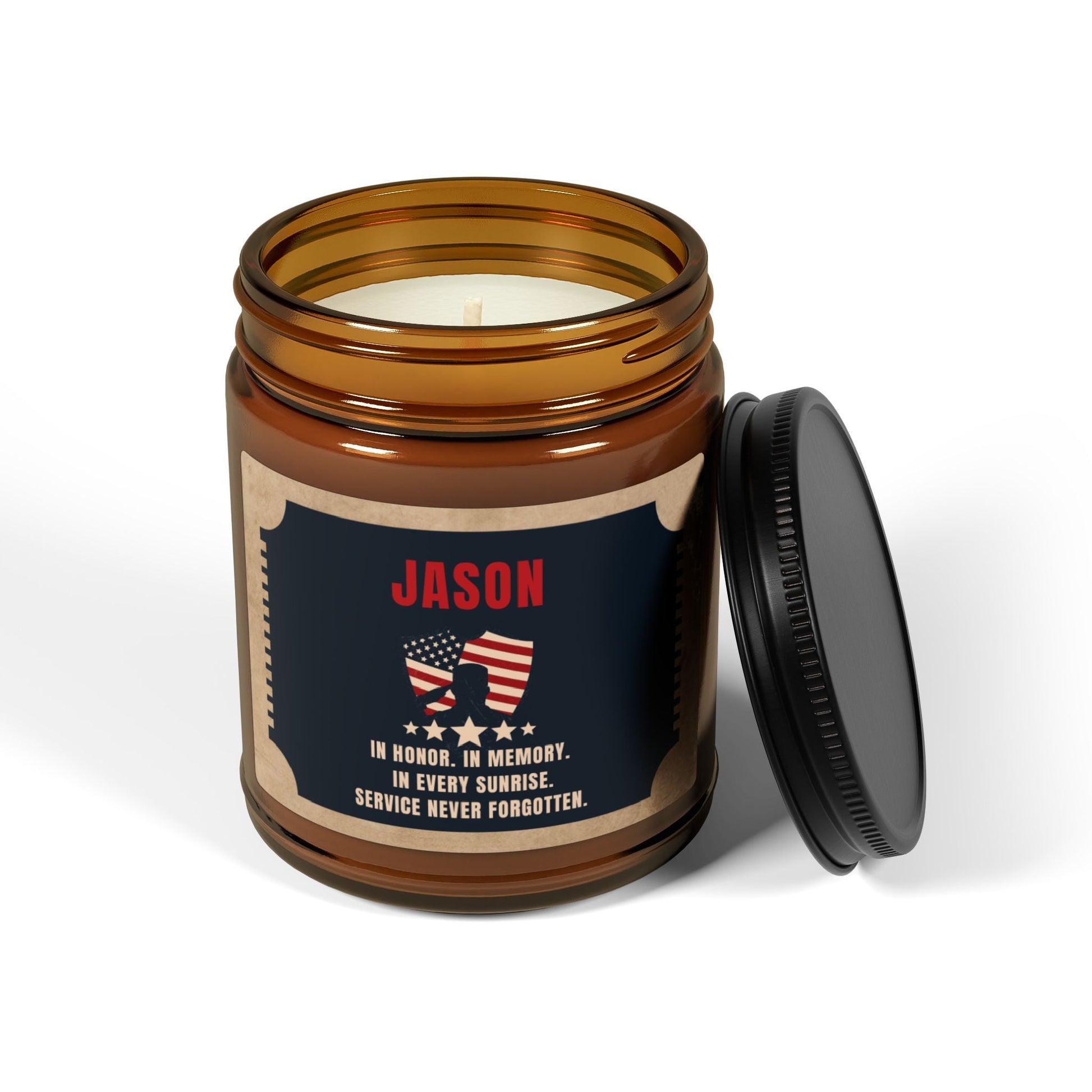 The Hero Flame - Bold Veteran Tribute Candle  Scented Candles Deeply Engraved