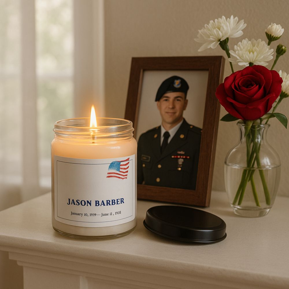 The Hero’s Light – Military & Service Memorial Candle  Scented Candles Deeply Engraved