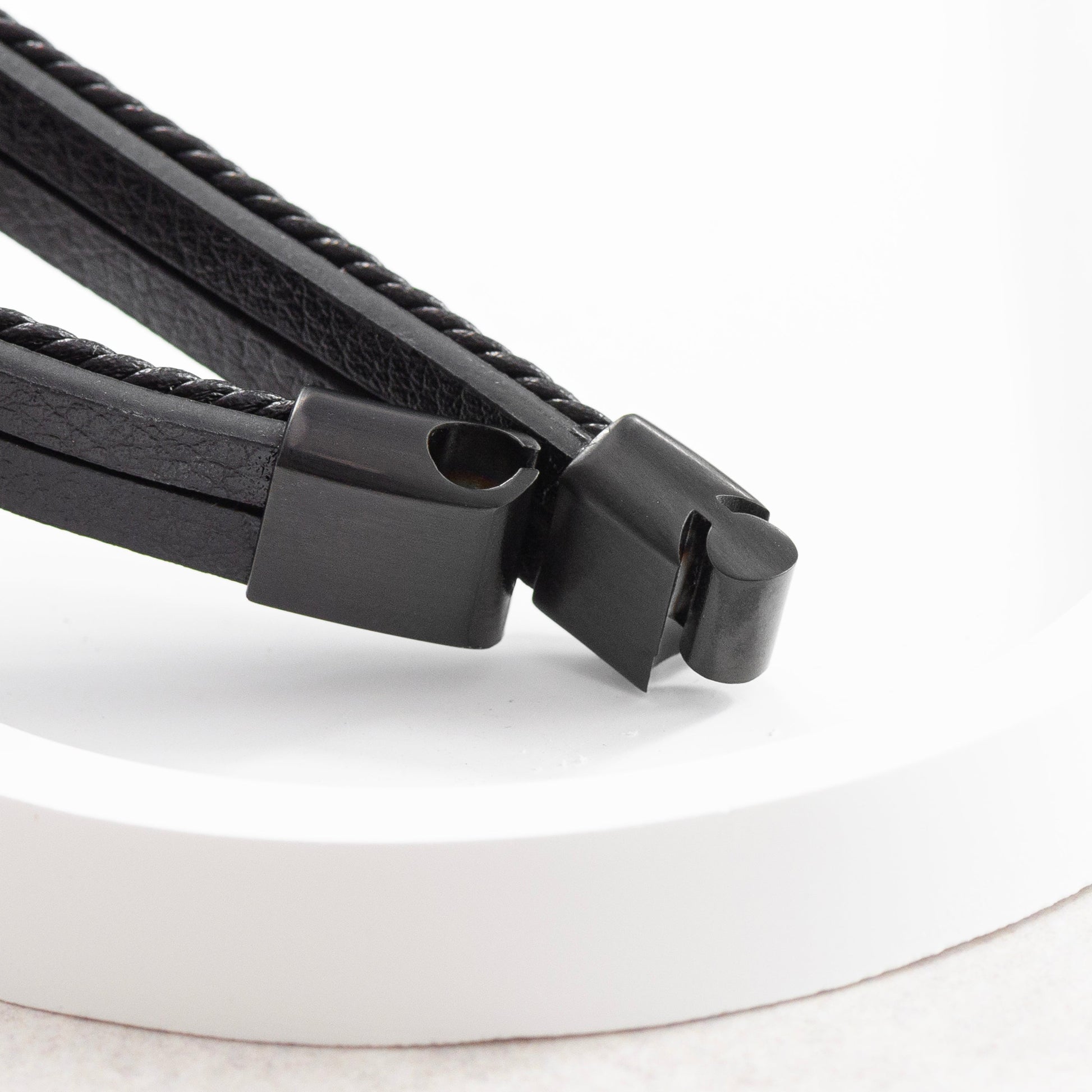 The Monoskull Bracelet — Stacked Leather  Men's Bracelets Deeply Engraved