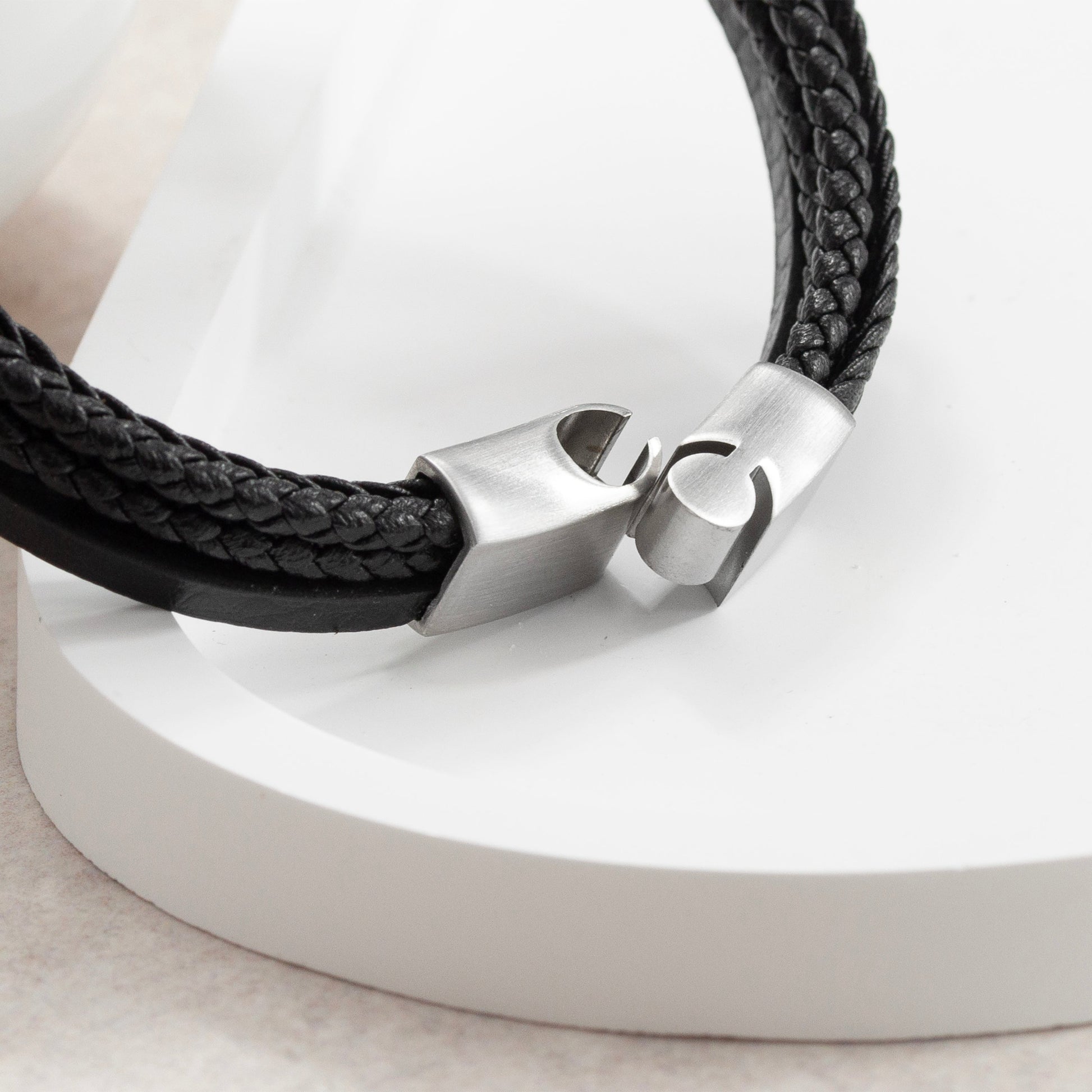 The Monoskull Bracelet — Stacked Leather  Men's Bracelets Deeply Engraved