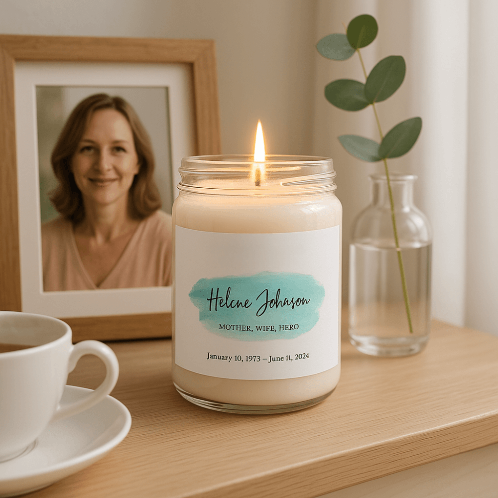 The Spoken Light - Personalized Memorial Candle - 9oz  Scented Candles Deeply Engraved