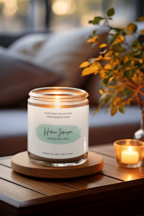 The Spoken Light - Personalized Memorial Candle - 9oz  Scented Candles Deeply Engraved