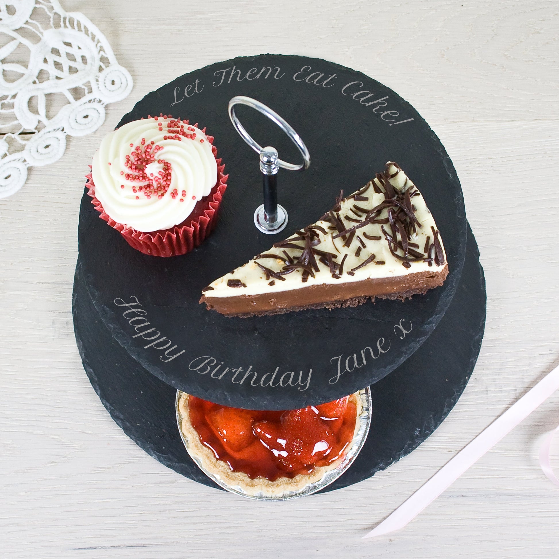 Personalised Two Tiered Slate Cake Stand - Lovesakes