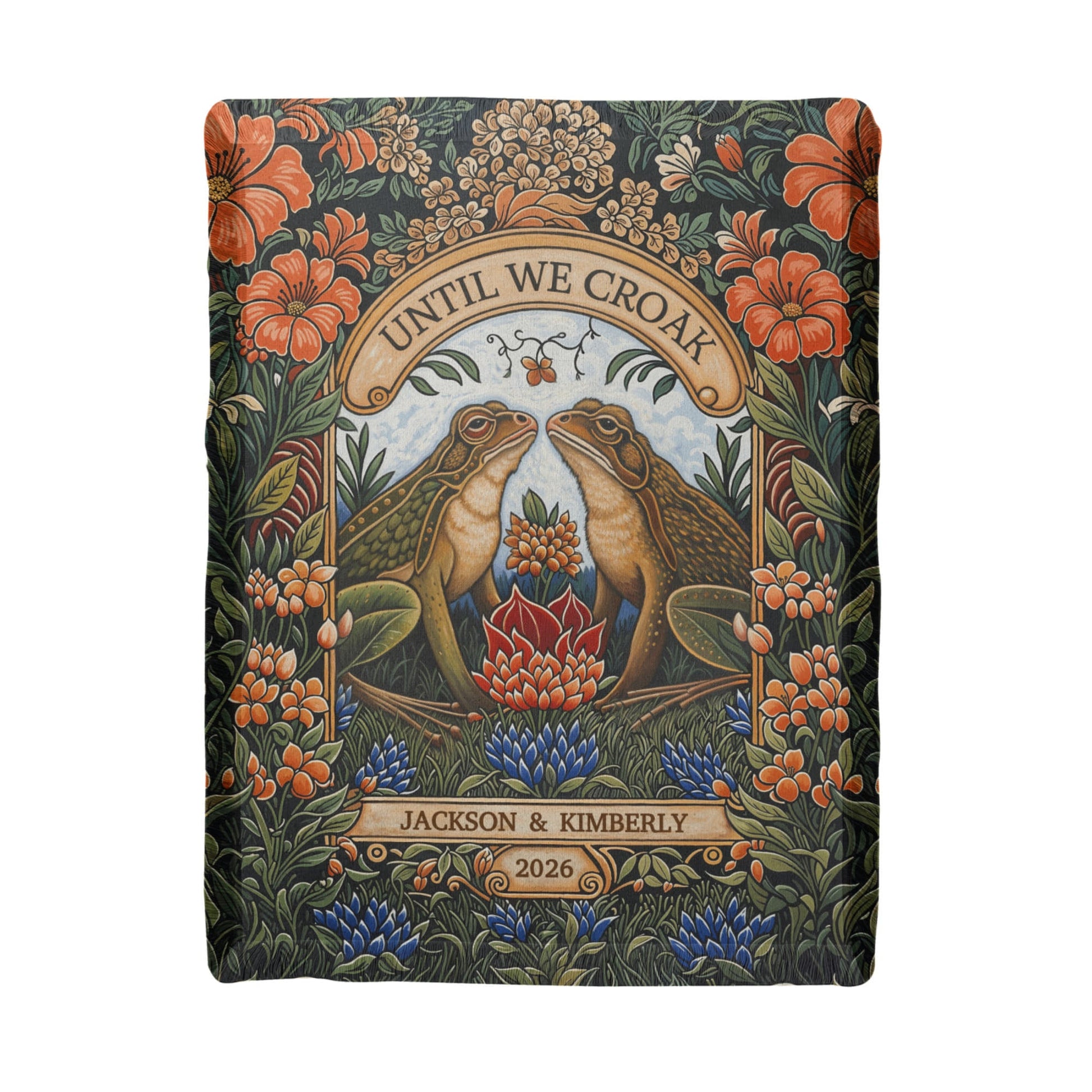 “Until We Croak” Personalized Woven Blanket  Blanket Deeply Engraved