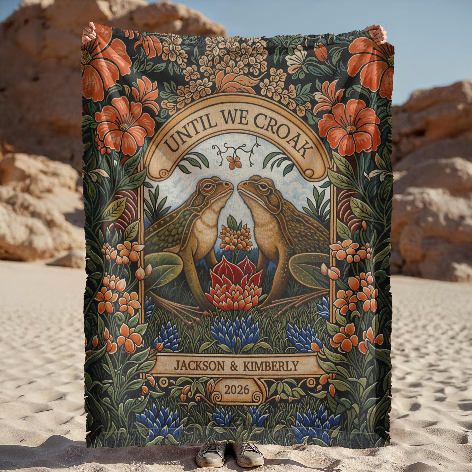 “Until We Croak” Personalized Woven Blanket  Blanket Deeply Engraved