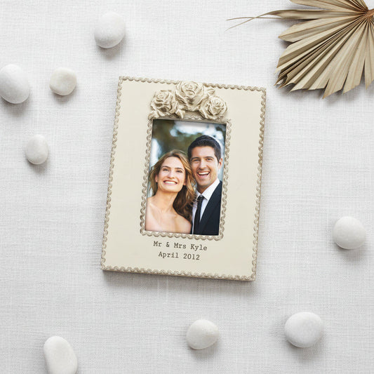 Victoria Scalloped Rose Personalized Picture Frame  Photo Frames Deeply Engraved