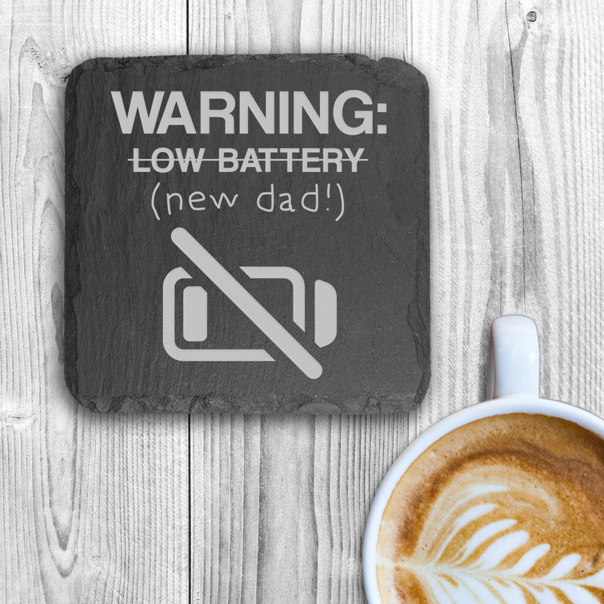 Warning: New Dad Square Slate Keepsake - Lovesakes