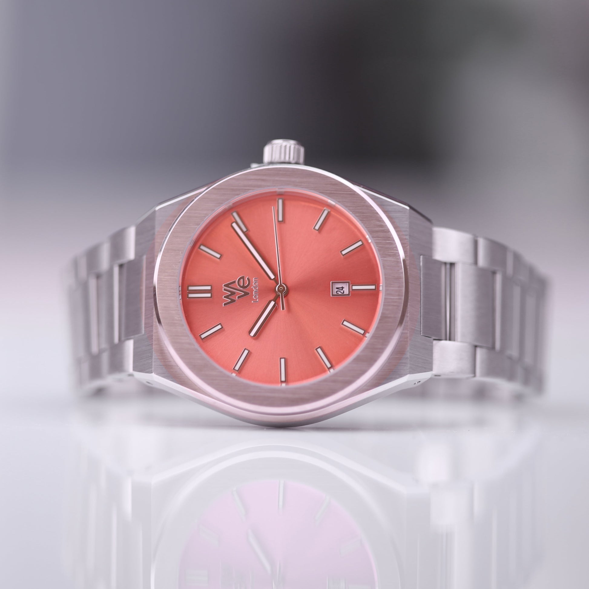 Wave Handwriting Engraved Watch - Peach Breeze  Unisex Engraved Handwriting Watches Deeply Engraved