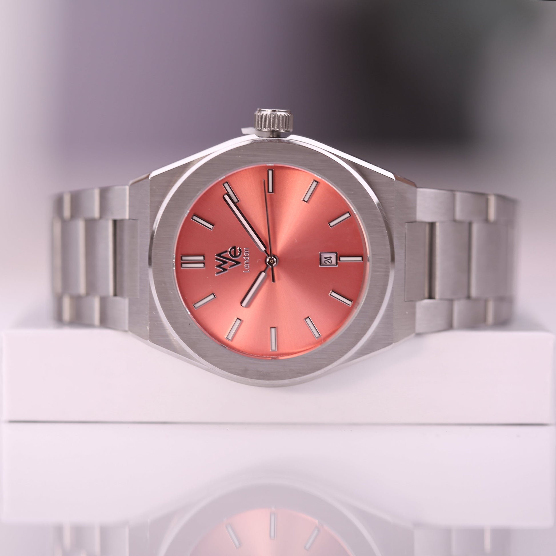 Wave Handwriting Engraved Watch - Peach Breeze  Unisex Engraved Handwriting Watches Deeply Engraved