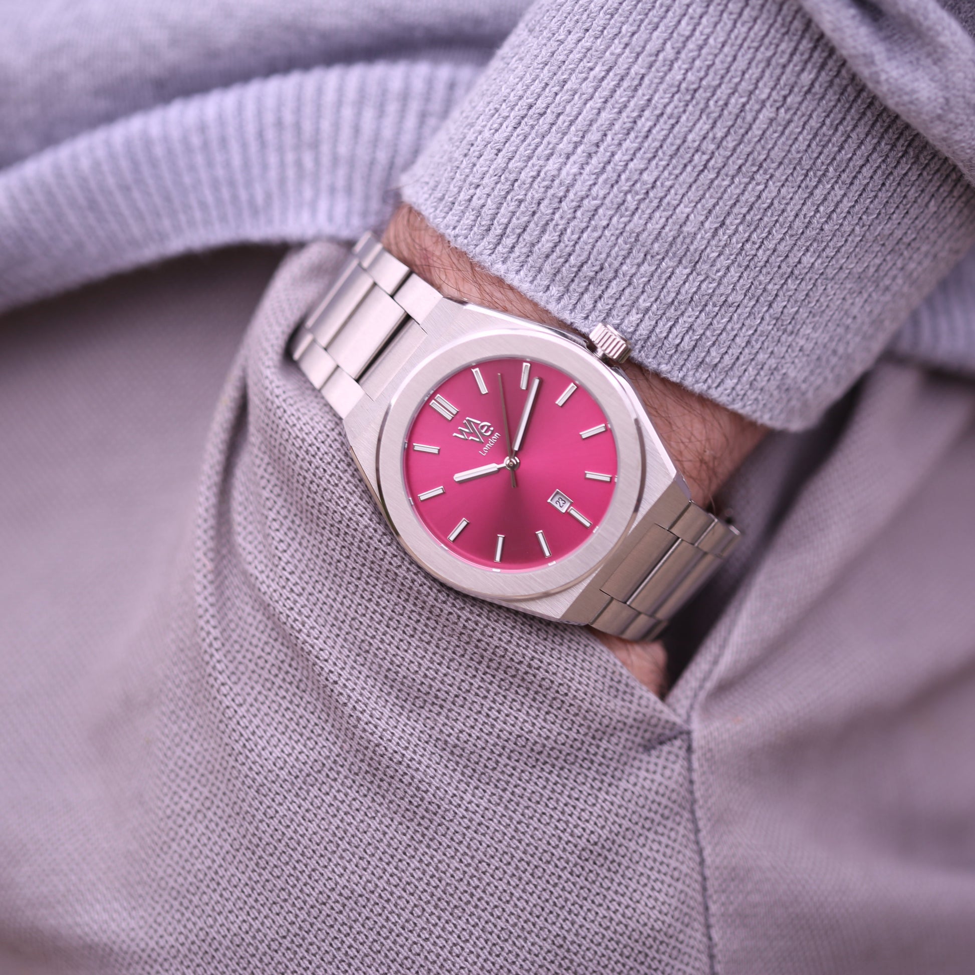 Wave Personalized Watch - Blush  Unisex Engraved Font Watches Deeply Engraved
