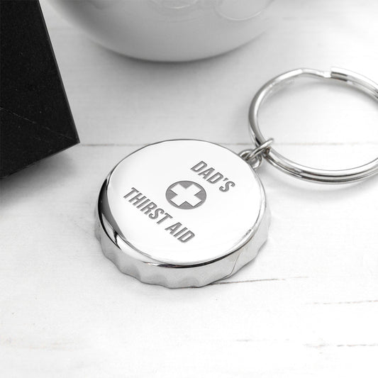 Engraved Thirst Aid Bottle Opener Keyring