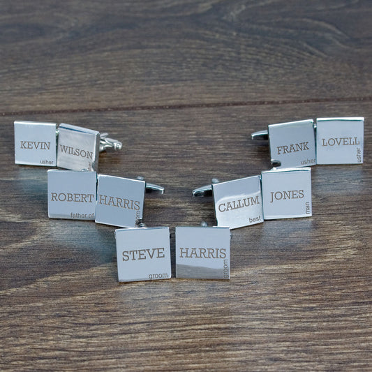 Engraved Wedding Cufflinks - Set of 5